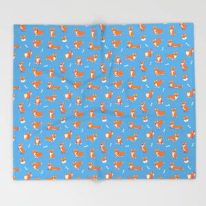 Синее одеяло с корги